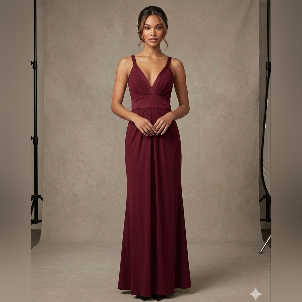 White By Vera Wang Women's Burgundy Banded Waistline Gown in size 12